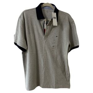 Tommy Hilfiger Gray Polo Shirt with Navy Trim